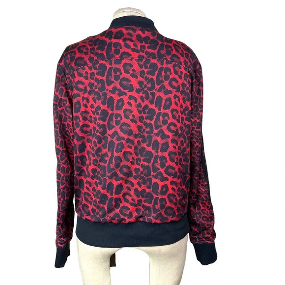 WITH Activewear Leopard Print Reversible Bomber Jacket Black Red Size Small - Picture 11 of 12